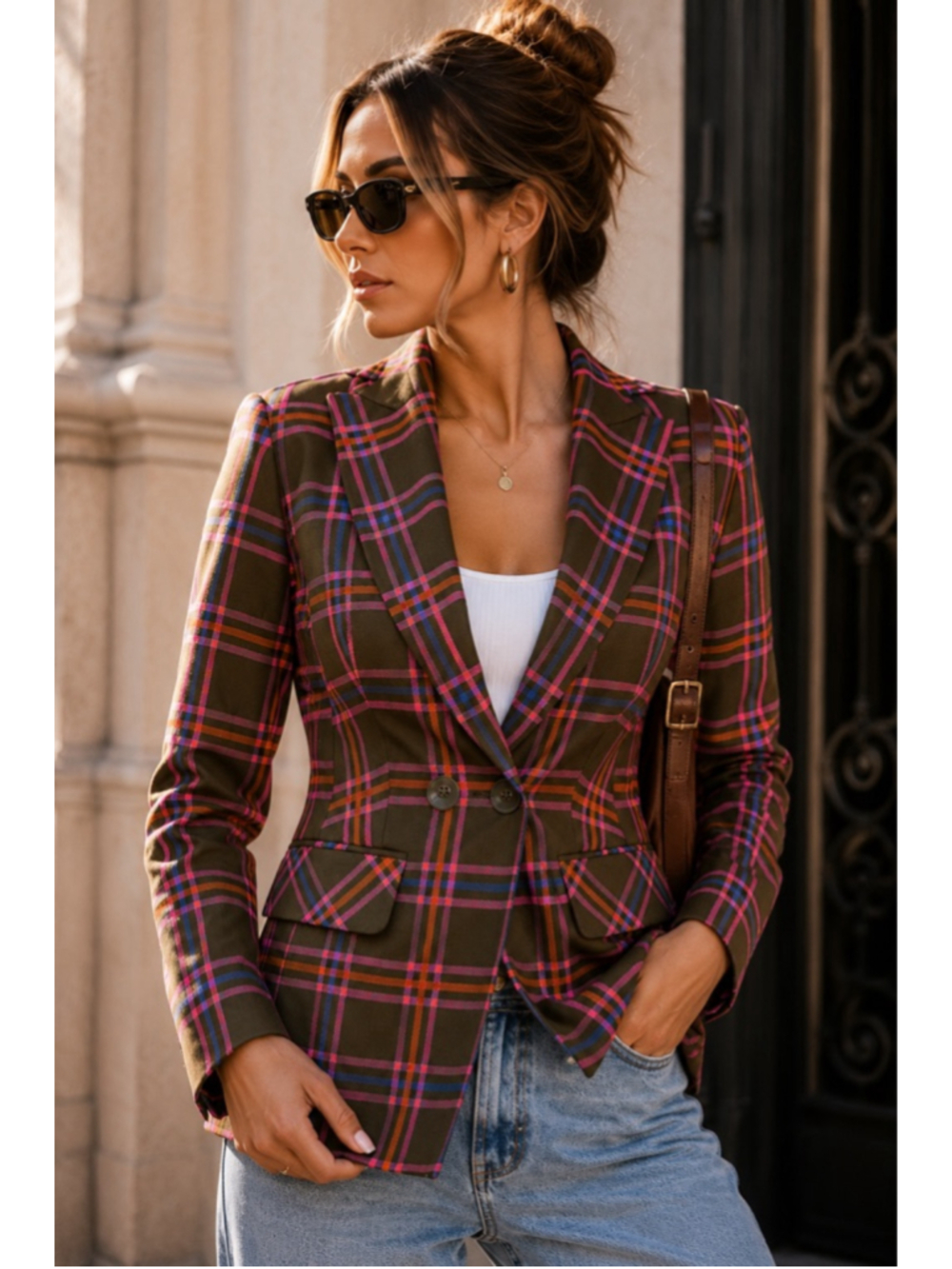 Trina Turk Perfection Jacket | Bold Plaid Blazer | Size 2 | NWT